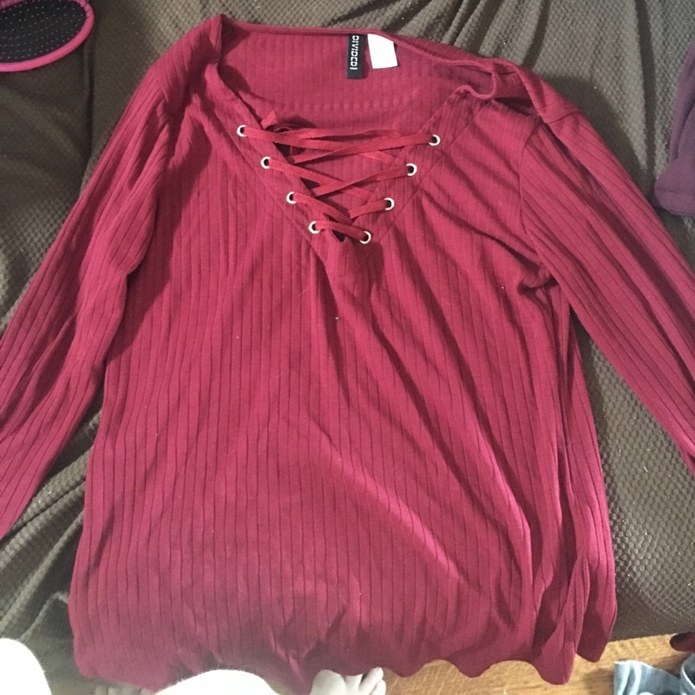 cute dark red shirt